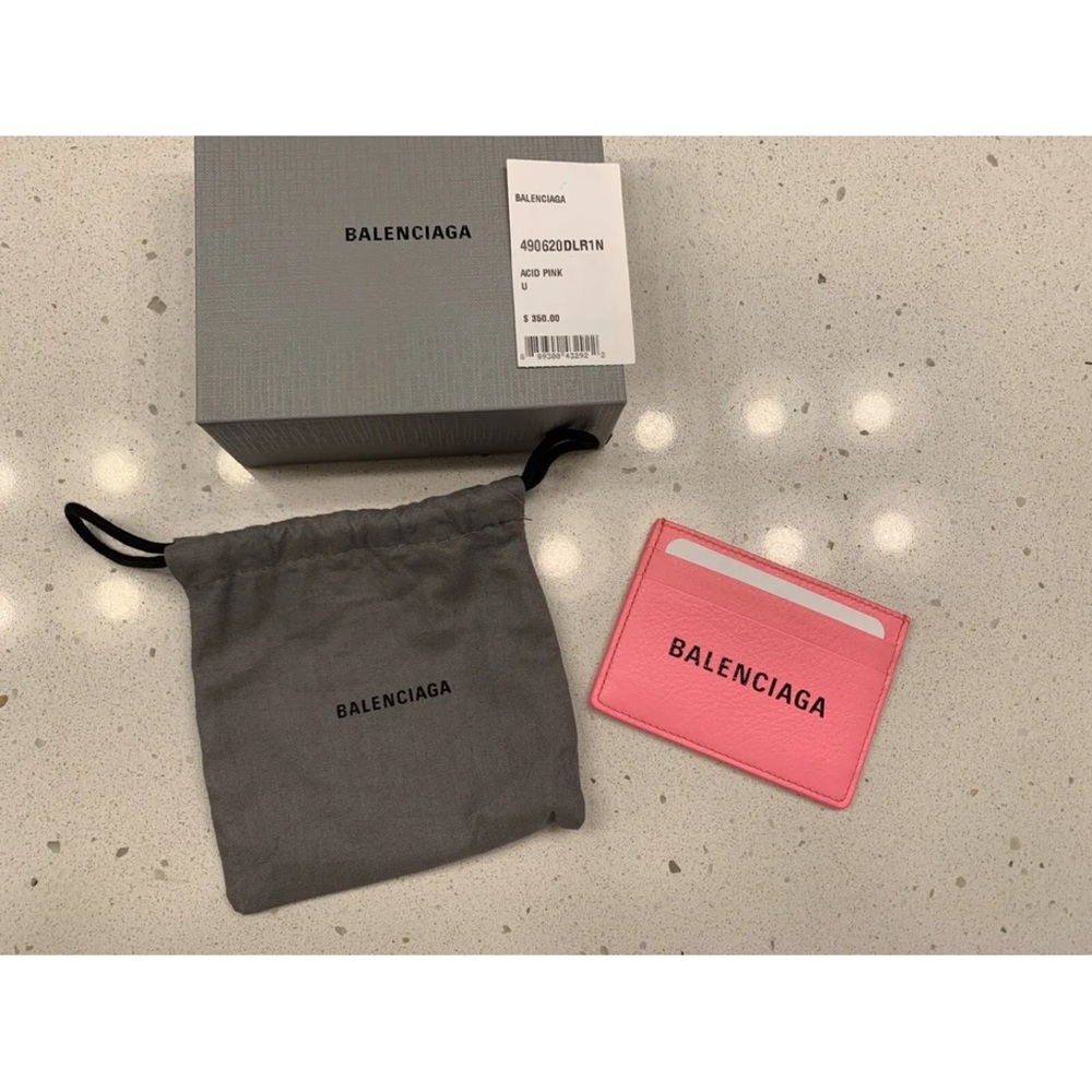Balenciaga pink card case holder